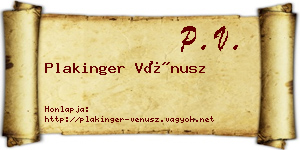 Plakinger Vénusz névjegykártya